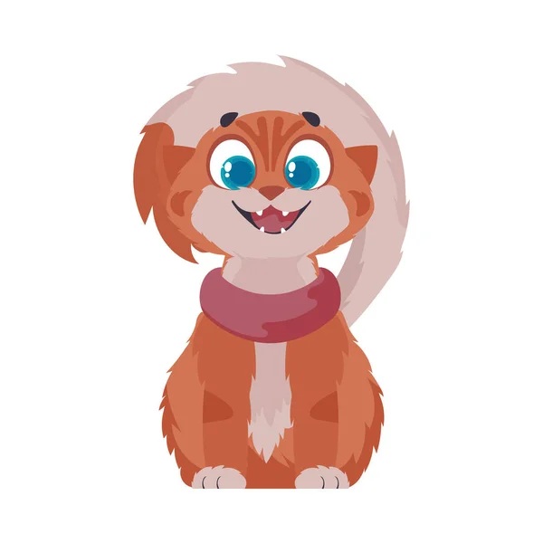 Serrures Dans Joyeux Chat Rougeâtre Chat Souriant Cartoon Style Illustration — Image vectorielle