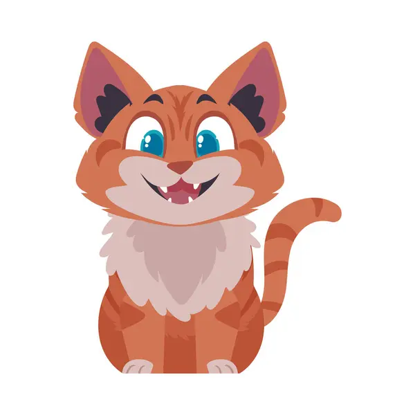 Zamki Wesołym Różowym Kocie Uśmiechnięty Kot Styl Kreskówki Ilustracja Wektora — Wektor stockowy