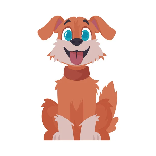 Inteligentny Różowy Pies Pies Się Uśmiecha Styl Kreskówki Ilustracja Wektora — Wektor stockowy