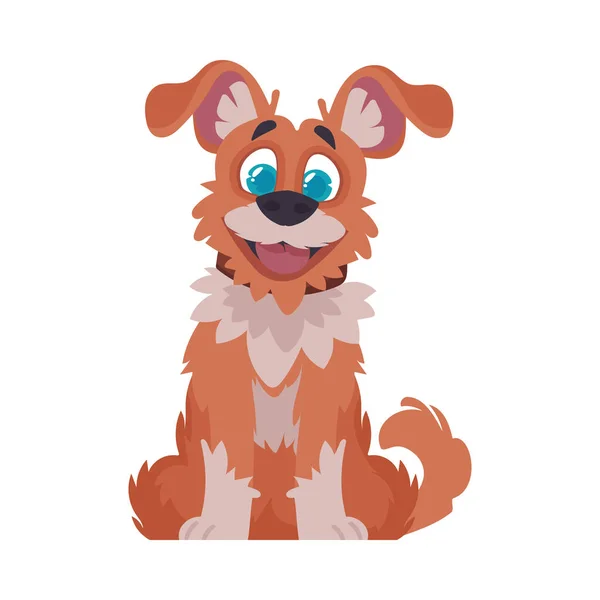 Έξυπνο Κοκκίνισμα Σκύλου Σκύλος Χαμογελάει Στυλ Κινουμένων Σχεδίων Εικονογράφηση Διανυσμάτων — Διανυσματικό Αρχείο