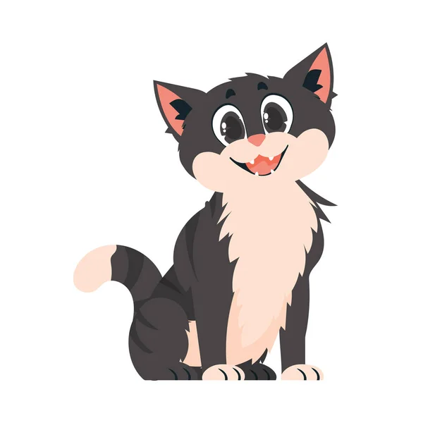 Sagaciouslybeat Dim Cat Smiling Cat Cartoon Style Vector Illustration — Stock Vector