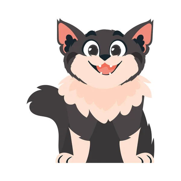 Sagaciosamente Bater Gato Escuro Gato Sorridente Estilo Dos Desenhos Animados —  Vetores de Stock