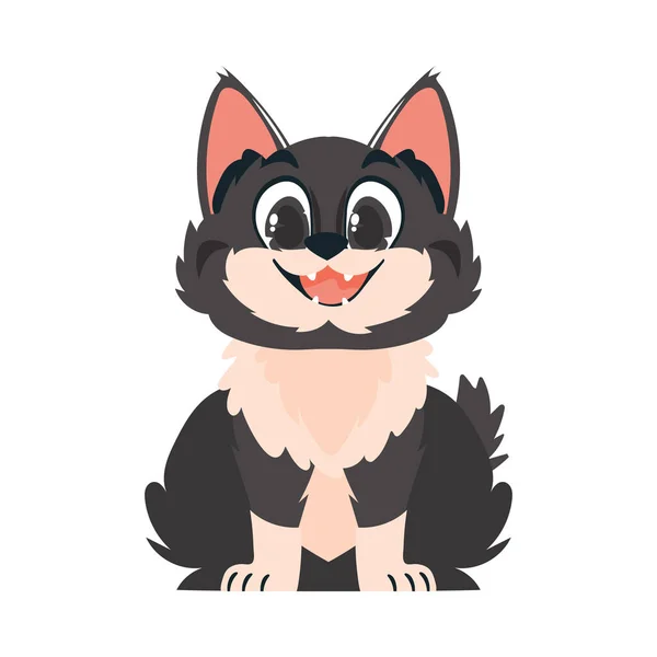 Sagaciosamente Bater Gato Escuro Gato Sorridente Estilo Dos Desenhos Animados —  Vetores de Stock