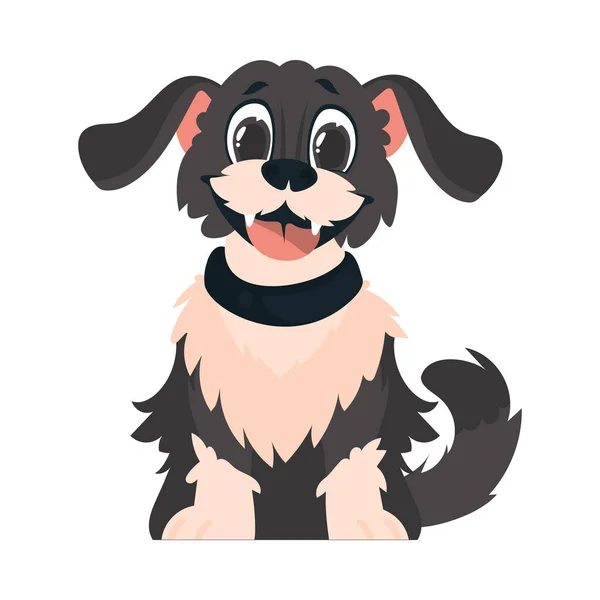 Divertissement Battement Dim Pooch Canine Souriante Cartoon Style Illustration Vectorielle — Image vectorielle