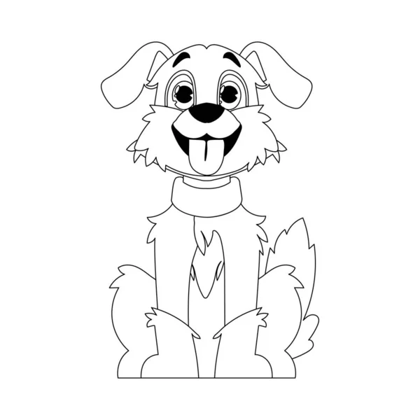 エネルギッシュな形で熟練した子犬は 子供の着色本のために脈打っています 漫画スタイル ベクターイラスト — ストックベクタ