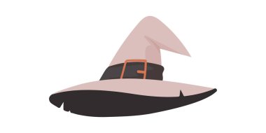 A big, sharp hat that witches put on their heads. Halloween hat that resembles a baseball cap. Cartoon style, Vector Illustration clipart