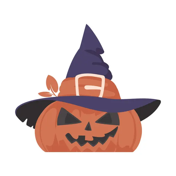 Big Pumpkin Looks Scary Great Halloween Party Cartoon Style Vector — Stock Vector