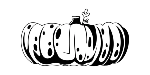 Est Une Grosse Citrouille Qui Représente Automne Halloween Linear Style — Image vectorielle