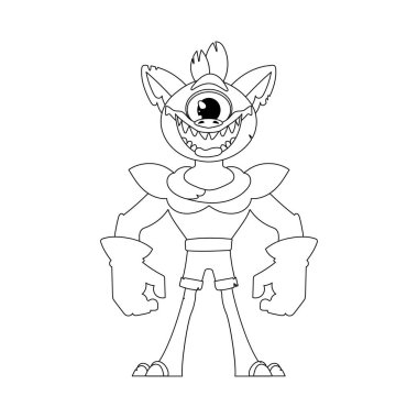 Bu çizgi film karakteri diğerlerinden farklıdır ve özel şeyler yapabilir. Çocuk boyama sayfası.