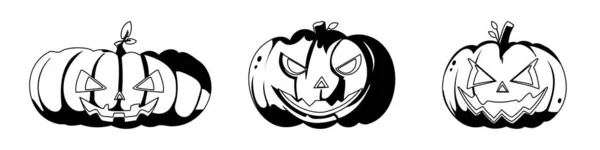 Une Collection Citrouilles Avec Des Visages Pour Halloween Pendant Saison — Image vectorielle