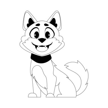 Şurada oturan kırmızı kürklü sevimli ve komik bir kedi var. Çocuk boyama sayfası.