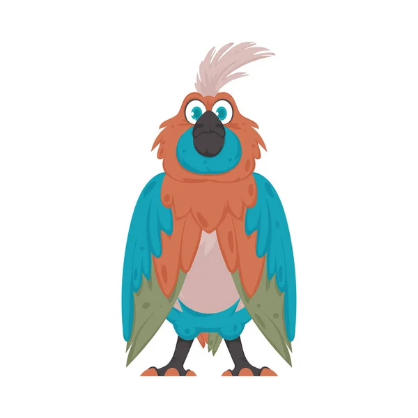 Funny Adorable Large Parrot Has Bright Colors Vector Illustration — Stock Vector