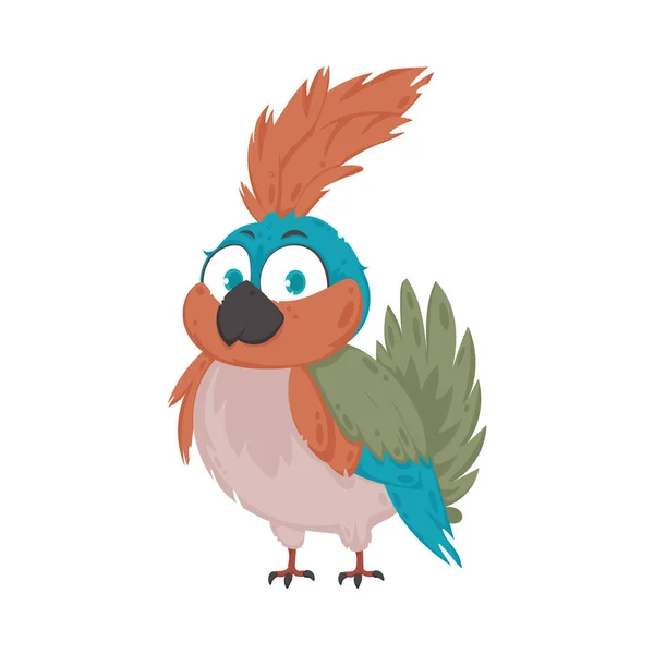 Hezký Pták Zářivými Veselými Barvami Vektorová Ilustrace — Stockový vektor