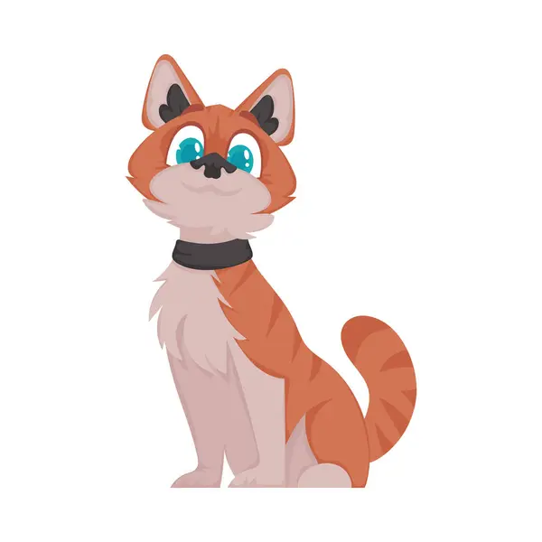 Eine Süße Und Lustige Katze Mit Leuchtend Rotem Fell Chillt — Stockvektor