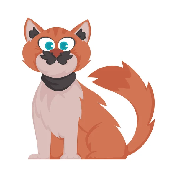 Gato Doce Divertido Com Pêlo Vermelho Profundo Relaxante Ilustração Vetorial —  Vetores de Stock
