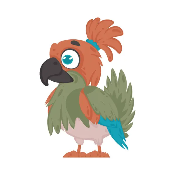 Belo Pássaro Com Cores Brilhantes Alegres Ilustração Vetorial — Vetor de Stock