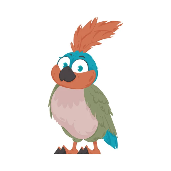 Hermoso Pájaro Con Colores Brillantes Alegres Ilustración Vectorial — Vector de stock