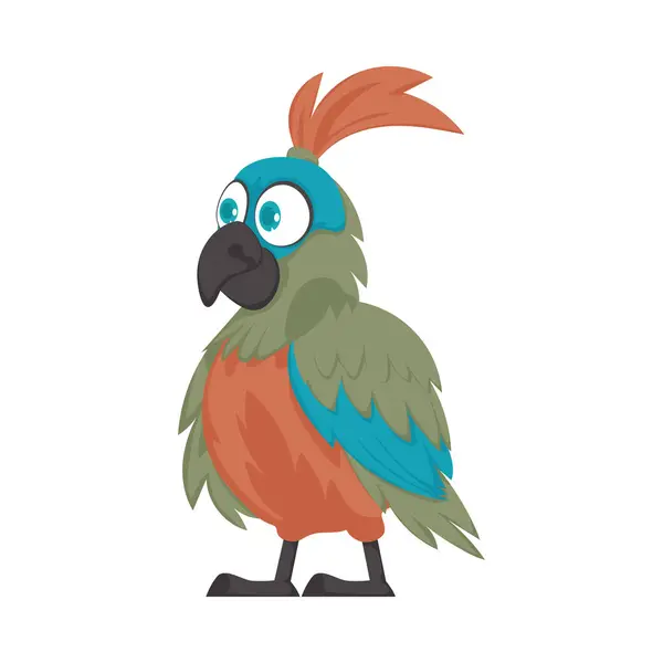 Pájaro Bonito Con Colores Vibrantes Alegres Ilustración Vectorial — Vector de stock