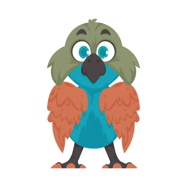 Hermoso Pájaro Con Colores Brillantes Felices Ilustración Vectorial — Vector de stock