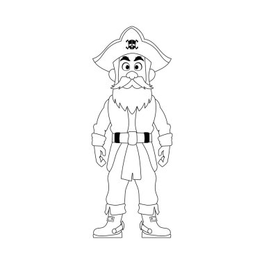 Komik ve katı bir korsan. Korsan kostümlü bir adam. Renk biçimi
