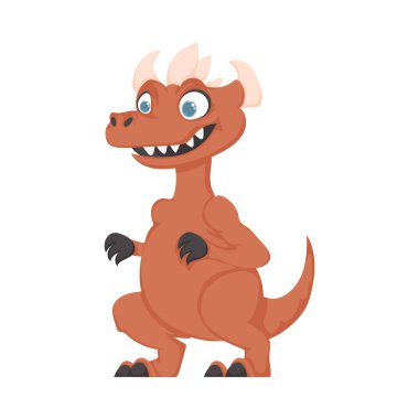 Mistik, inanılmaz komik turuncu dinozor. Çizgi film biçimi