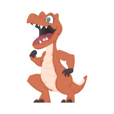 Mistik, inanılmaz komik turuncu dinozor. Çizgi film biçimi