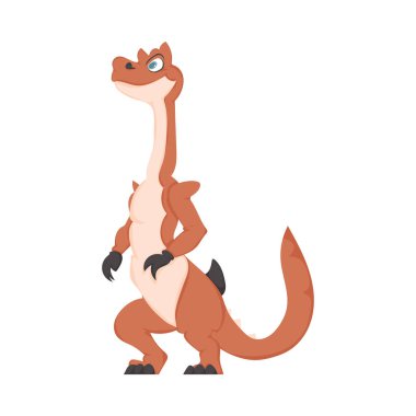Mistik, inanılmaz komik turuncu dinozor. Çizgi film biçimi