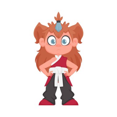 Çizgi film komik ve muhteşem Çinli savaşçı kız. Çizgi film biçimi