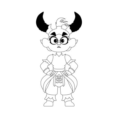 Çizgi film komik ve muhteşem Viking ya da Çinli savaşçı. Renk biçimi