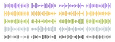 Vektör ses dalgaları kümesi. Ses dengeleyici teknoloji, nabız müziği. Ses oynatıcı. Vektör illüstrasyonu.