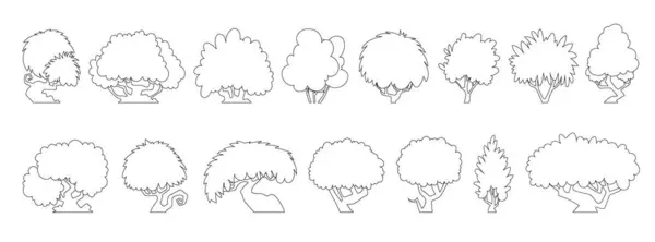 Conjunto Arbustos Forestales Varias Formas Interesantes Arbustos Pequeños Árboles Iconos Vector De Stock