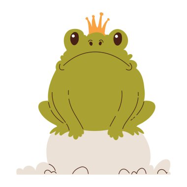 Crown Illustration ile Karikatür Kurbağa Prensi