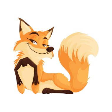 Rahatlamış Poz Veren Gülen Tilki Çizgi Filmi