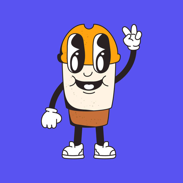 Cartoon Teapot Character Giving Peace Sign