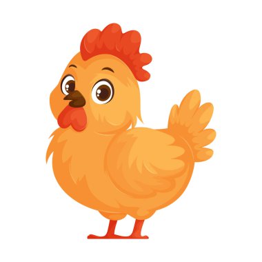 Yumuşak tüyleri, parlak kırmızı bir tarak ve beyaz arka planda duran büyük anlamlı gözleri olan sevimli çizgi film tavuğu. Çiftlik temaları için ideal. Kırmızı Taraklı Şirin Çizgi Film Tavuğu