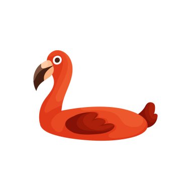 Rahat yüzen bir pozisyonda sevimli çizgi film tarzı flamingo, parlak renkler ve çocuk çizimleri için mükemmel basit, oyuncu bir tasarım. Tatlı Flamingo Çizgi Filmi Suda Yüzüyor