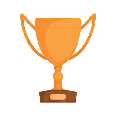 Zarif kıvrımlı kulpları ve ahşap tabanı olan altın kupa, zaferi, başarıyı ve mükemmelliği temsil eden, beyazda izole edilmiş dijital bir resimdir. Kavisli saplı altın kupa çizimi