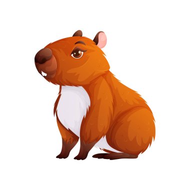Yumuşak kürkünü ve sevimli ifadesini sergileyen bir Capybara 'nın büyüleyici karikatür çizimi. Bu illüstrasyon çocuk kitapları, hayvan temalı tasarımlar ve eğitim materyalleri için mükemmeldir..