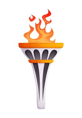 Bu yanan bir alevle olimpiyat meşalesinin karikatür çizimi. Meşale, barış, birlik ve spor mükemmelliğini simgeleyen Olimpiyat Oyunları 'nı temsil ediyor..