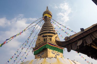 Swayambhunath, also known as Monkey Temple is located in the heart of Kathmandu, Nepal and is already declared World Heritage Site by UNESCO clipart