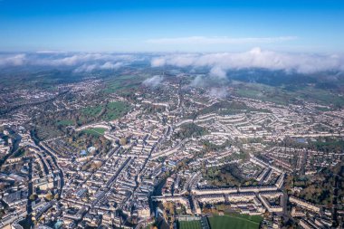 Bath, Kuzey Doğu Somerset 'in Somerset ilçesindeki inanılmaz hava manzarası, İngiltere, İngiltere, gündüz vakti