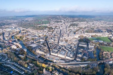 Bath, Kuzey Doğu Somerset 'in Somerset ilçesindeki inanılmaz hava manzarası, İngiltere, İngiltere, gündüz vakti