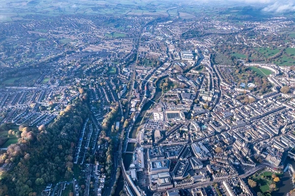 Bath, Kuzey Doğu Somerset 'in Somerset ilçesindeki inanılmaz hava manzarası, İngiltere, İngiltere, gündüz vakti