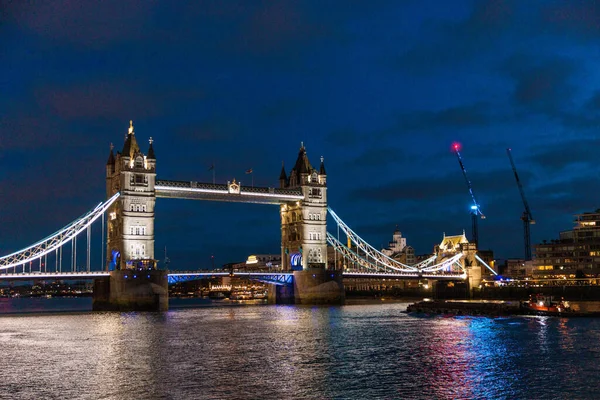 Tower Bridge Londres Nuit Nuageux Jour Britannique — Photo