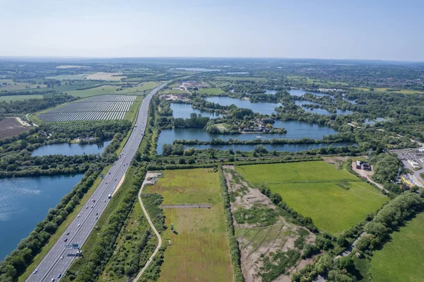 stock image beautiful aerial view of the new developing area, Green Park in Reading, Berkshire, UK, daytime