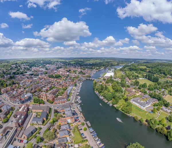 Stock image amazing aerial view of Henley-On-Thames, The famous holiday tourist location in south England, summer daytime