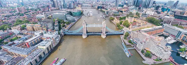 Incrível Vista Aérea Panorâmica Tower Bridge Rio Tâmisa Londres Famoso — Fotografia de Stock
