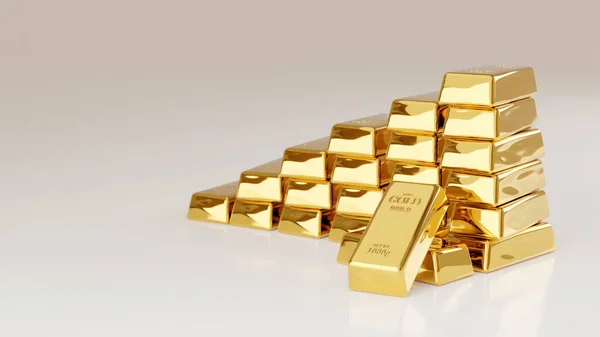 Hromada Zlatých Prutů Ukazující Bohatství Bohatství Vykreslování Stock Fotografie