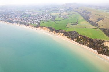 Swanage 'ın güzel hava manzarası, Dorset İngiltere' deki kıyı kasabası, kış.