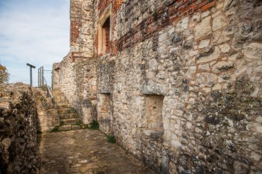 Farnham Kalesi 'nin yapı detayları, Surrey, Güney İngiltere, Birleşik Krallık
